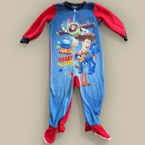Toy Story Buzz Lightyear Woody Bullseye Footed Pajamas Size 24 Months Fleece Y2K